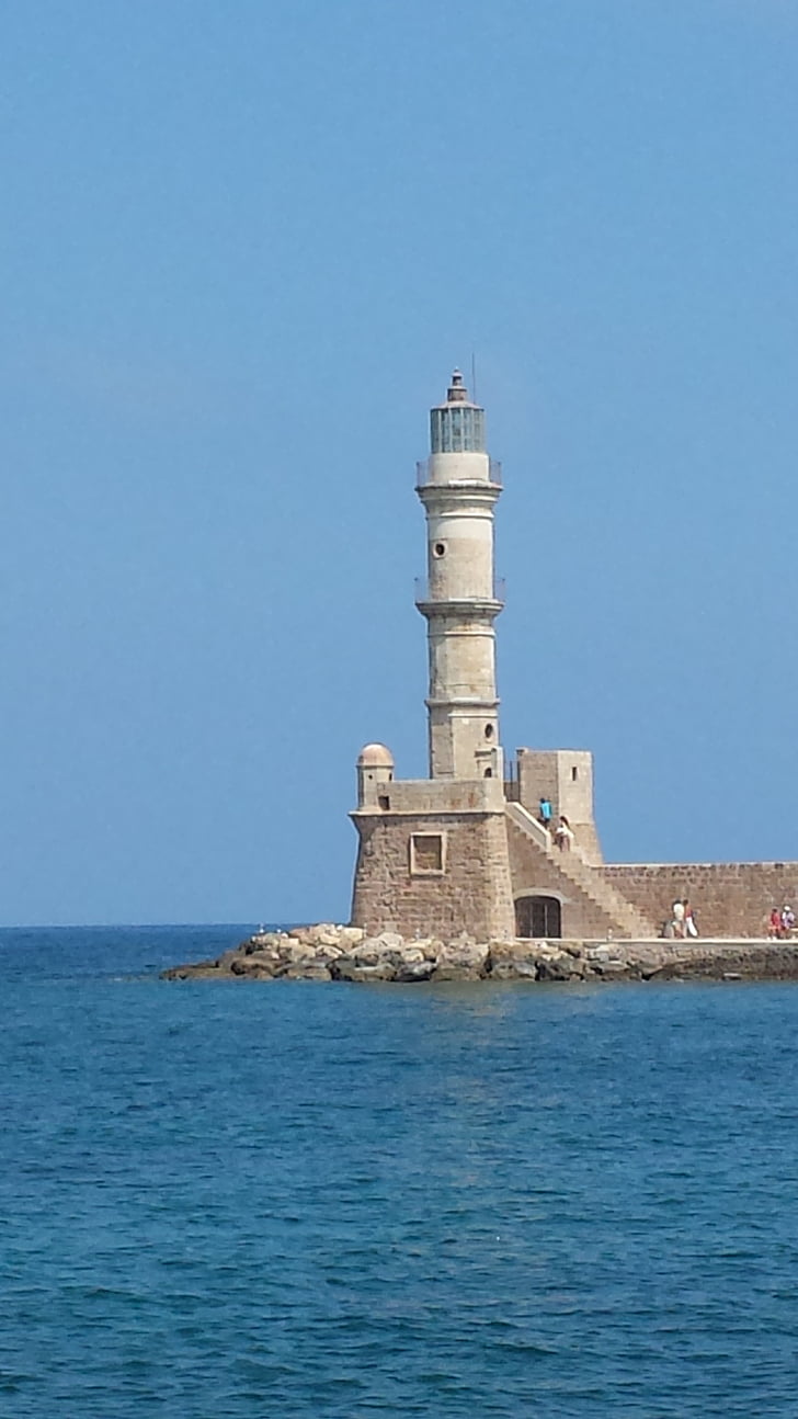 маяк, гавань вхід, Крит, Ханья