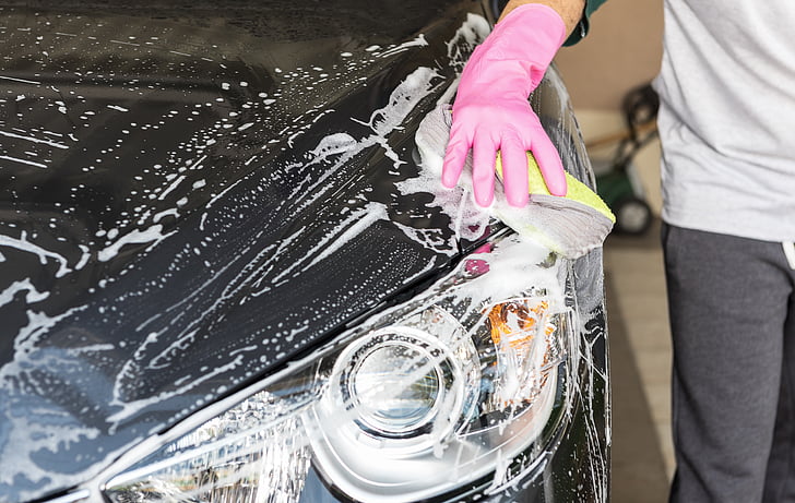 rentar un cotxe, el cotxe, blau, l'empresa, vehicle, netejar, detergent en pols