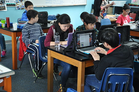 klaslokaal, school, China, Azië, student, computer, Aziatische