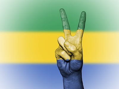 Gabon, perdamaian, tangan, bangsa, latar belakang, banner, warna