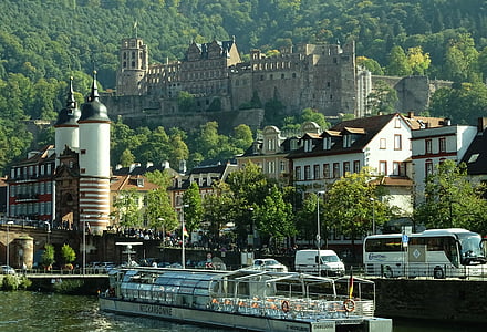 Heidelberg, Zamek, Neckar, Niemcy, Historycznie, historyczne miasto, Europy