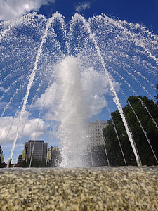 fountain, water, flowing, park, splash, wet, sprinkler