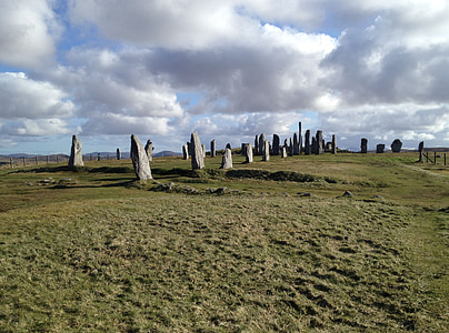Isle of lewis, callanish, berdiri batu, Skotlandia, Hebrides, Inggris, dataran tinggi