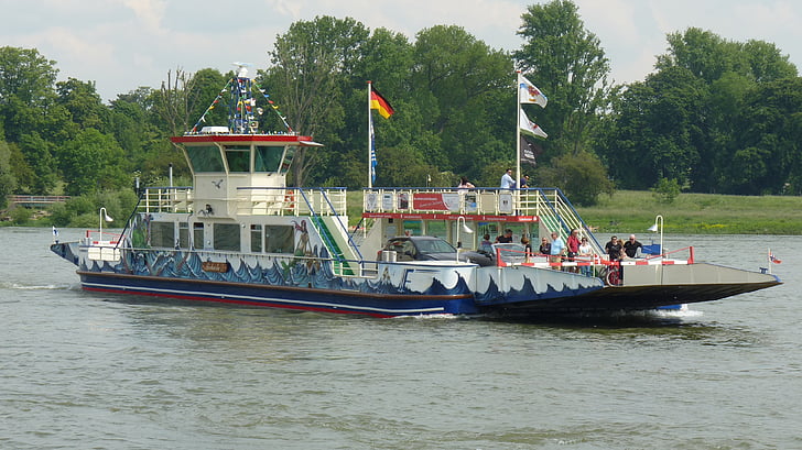 Ferry, navire, botte, Rhin, traversant, eau, rivière