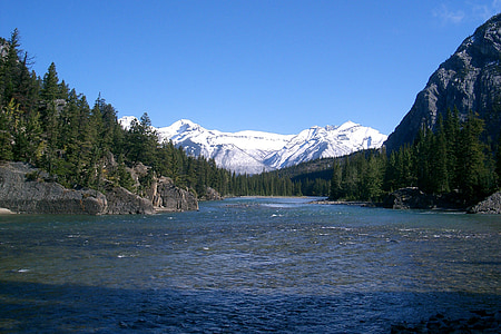 Kanāda, Banff, daba, Nacionālais parks, Alberta, meži, zila