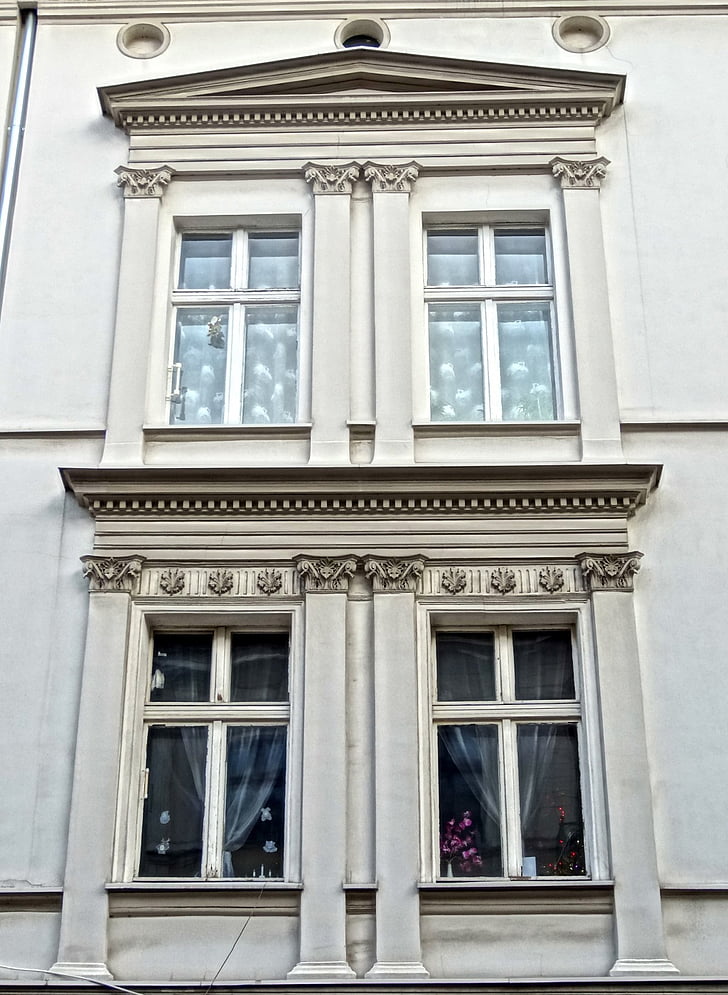 bydgoszcz, pilasters, architecture, window, facade, building, structure