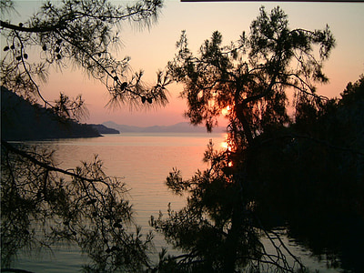 solnedgang, kveldshimmelen, Afterglow, Tyrkia, sjøen, ferie, tyrkiske riviera