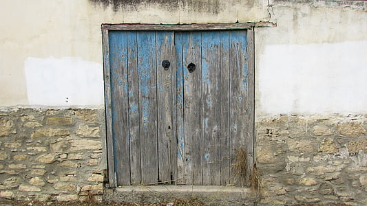Xipre, athienou, poble, tradicional, casa, estable, porta