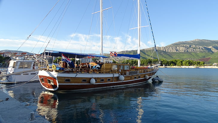 Парусная лодка, Хорватия, stobric, Порт, Далмация, загрузки, Парус