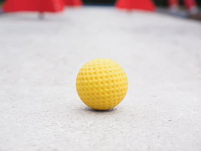 míč, Mini golfový míček, žlutá, kostkované, průvodce míč, miniaturní golf, rostlina minigolf