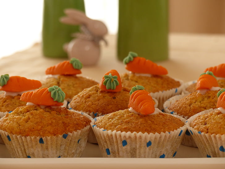 kue wortel, kue, muffin, cupcakes, Paskah, panggang, wortel