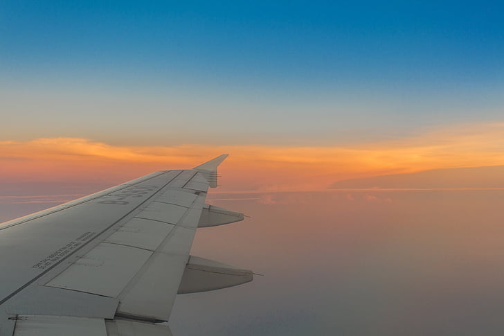 aircraft, the scenery, twilight, airplane, transportation, sunset, sky