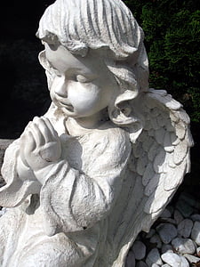 Angel, tro, kirkegård, håber, figur, skulptur