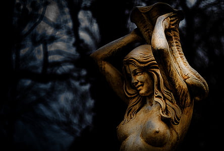 femeie, Statuia, sculptura, Figura, Figura piatra, sirena, Parcul
