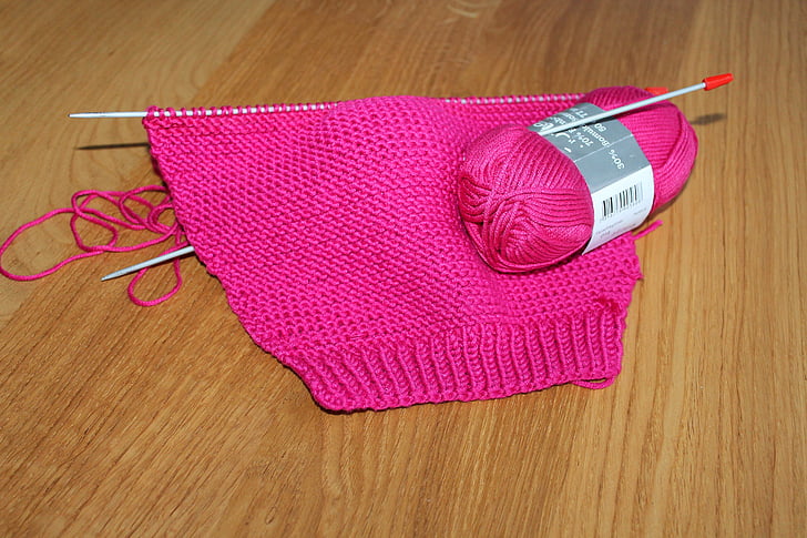 yarn, knitting, handwork, hobby, knitwear, pink