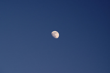 ดวงจันทร์, ครึ่งหนึ่ง, ท้องฟ้า, สีฟ้า, คมชัด, ฤดูร้อน, การตั้งค่า