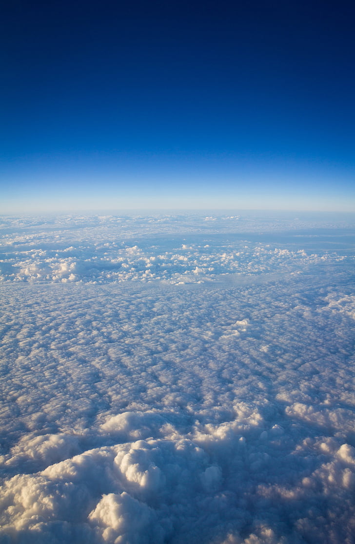 bird's eye view, clouds, cloudscape, sky, airplane, blue, aerial View