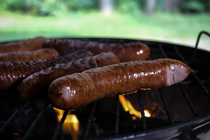sausage, grill, barbecue at the, smoke, coal, chill, holidays