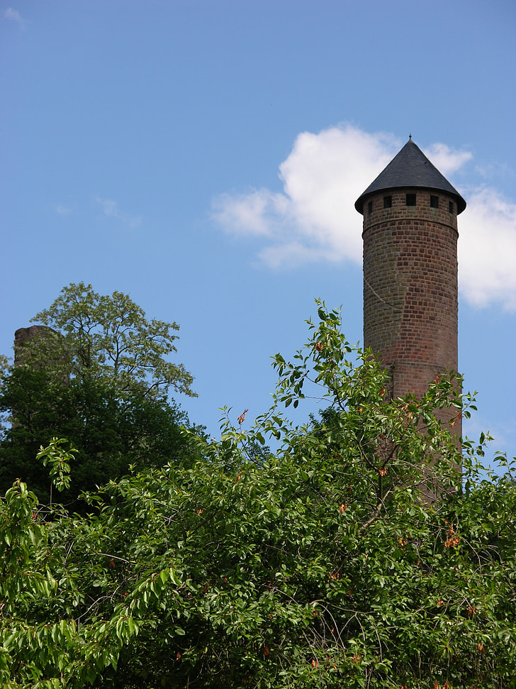 obloha, hrad, věž, Kirkel, orientační bod, Německo, věže