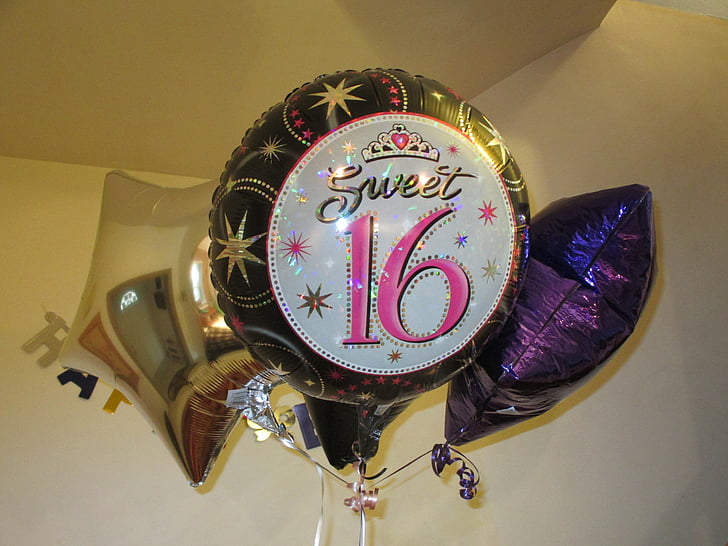 sladkých šestnásť balóny, sladké šestnásť, balóny, 16., šestnásť, narodeniny