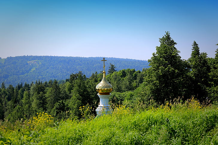 Ural, Russia, alberi, cupola, cielo