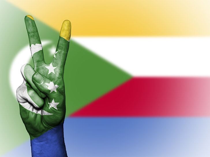 Comoren, natie, achtergrond, banner, kleuren, land, Ensign