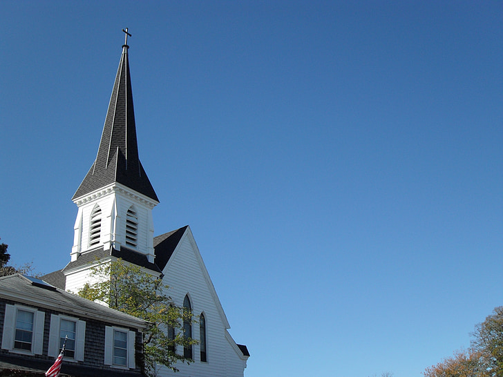 Igreja, Nova Inglaterra, campanário, Branco, arquitetura, Deus, Cristianismo