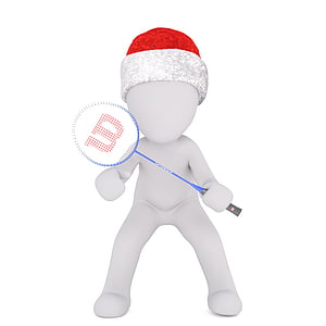 valge mees, isoleeritud, 3D mudel, jõulud, Santa hat, kogu keha, valge