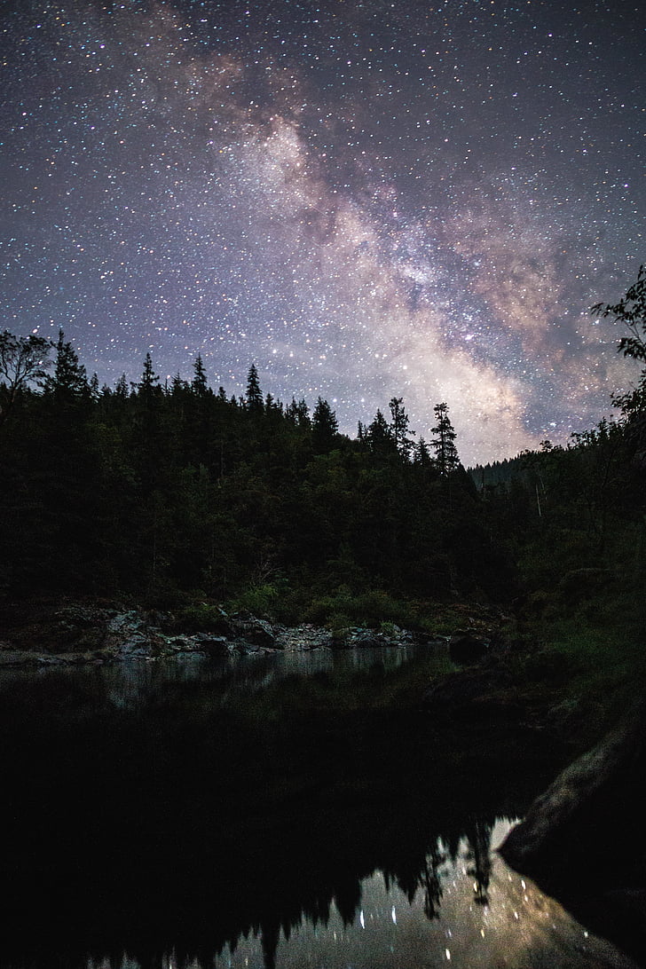 Галактика, Фотографія, Природа, зірочок, ніч, Чумацький шлях, озеро