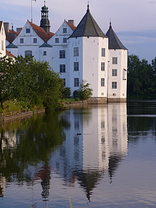 zrkadlenie, hrad, Glücksburg, vody, zrkadlo, atmosféra