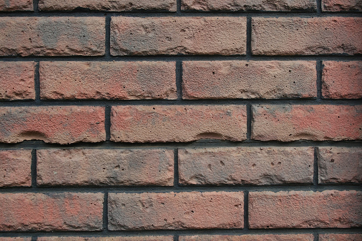 vegg, murstein, røde, Browns, rader, mønster