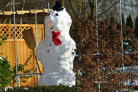 snögubbe, vit, snö, januari, stora, dekoration