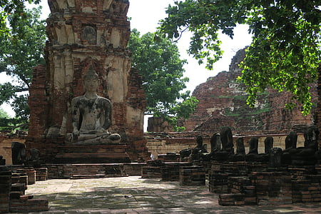 Ayutthaya, Thailand, Buddha, ruin, gamle tempel, Asien, buddhisme