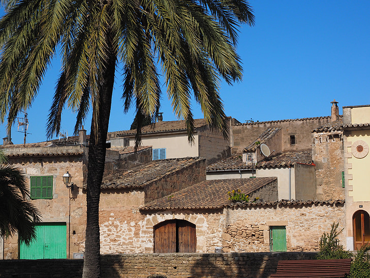Alcudia, Mallorca, Domů, staré město, budova, Architektura, Středomořská