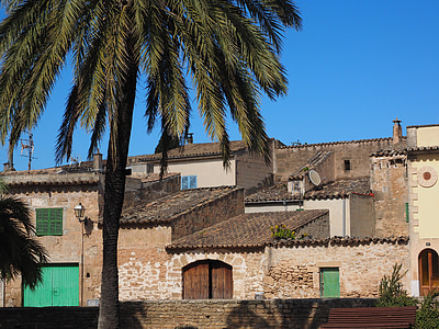 Alcudia, Mallorca, bostäder, gamla stan, byggnad, arkitektur, Medelhavet