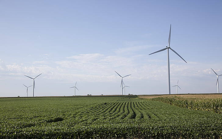 turbiny wiatrowe, pole, gospodarstwa, zasilania, wiatrak, krajobraz, Generator