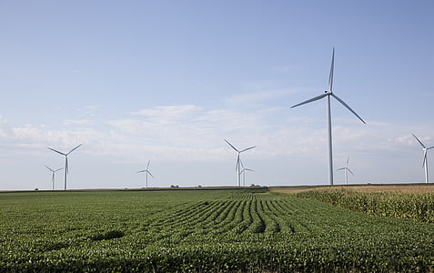 tuuleturbiinid, väli, talu, võimsus, tuuleveski, maastik, generaator