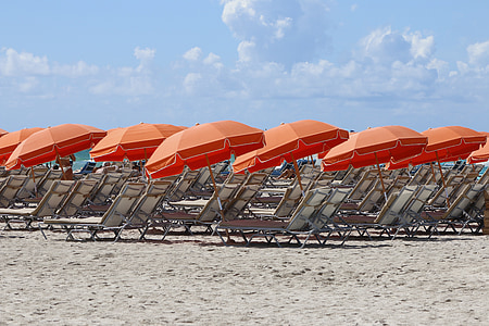 orange, beach, hat, summer, sol, heat, beach hat