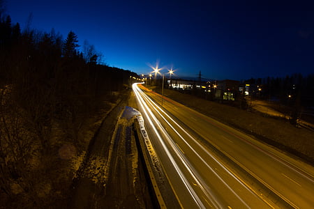rails légers, lumière, soirée, stemini, nuit, Norvège