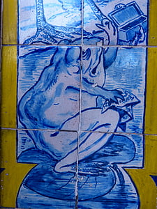 azulejos, kiremit, mavi, Kurbağa, Kurbağa