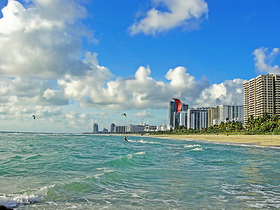 plage, sport nautique, Miami beach, mer, été, sable, littoral