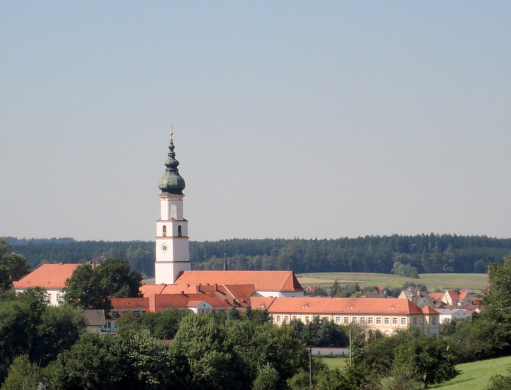 Igreja, Neumarkt st. veit, Mosteiro, Igreja do mosteiro, Baviera, Alta Baviera, Verão