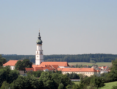 教会, neumarkt st veit, 修道院, 修道院教堂, 巴伐利亚, 上部巴伐利亚, 夏季