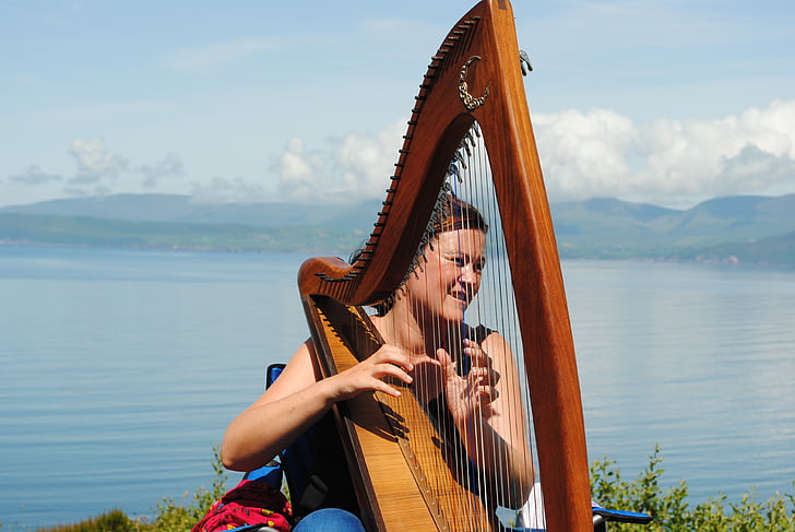 harpe, musique, musique de rue, instrument, Irlande, instrument de musique, musicien