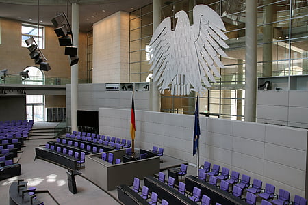Bundestagu, Reichstag, Berlin, Hall, zwierzęta heraldyczne, kapitału, szklana kopuła