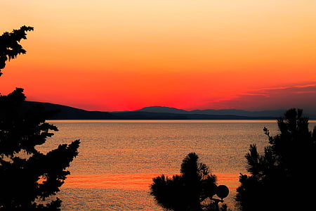 Hrvatska, vode, more, zalazak sunca, Crveni, abendstimmung, priroda