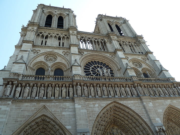 Notre dame, Cathedral, Paríž, fasáda, kostol, dom uctievanie