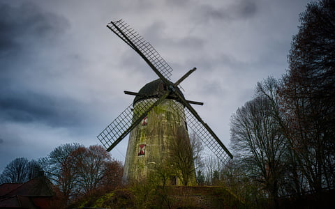 Windmill, förlorade platser, upphörde att gälla, gamla, köra ner, gammal byggnad, slipa