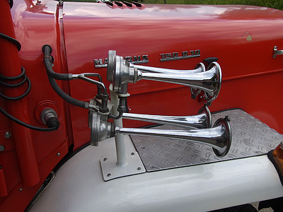 auto, oldtimer, fire, red, horn, signal, fire truck