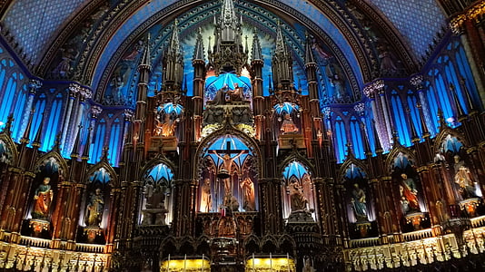 Montreal, basilikaen, Vår Frue av montreal, Vår Frue, Old montreal, gamle, arkitektur